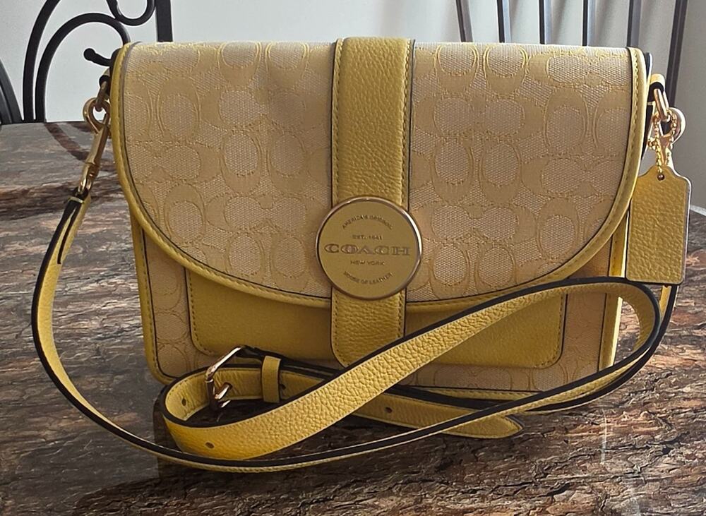 Coach Lonnie C8307 Crossbody Signature Jacquard Retro Yellow Gold